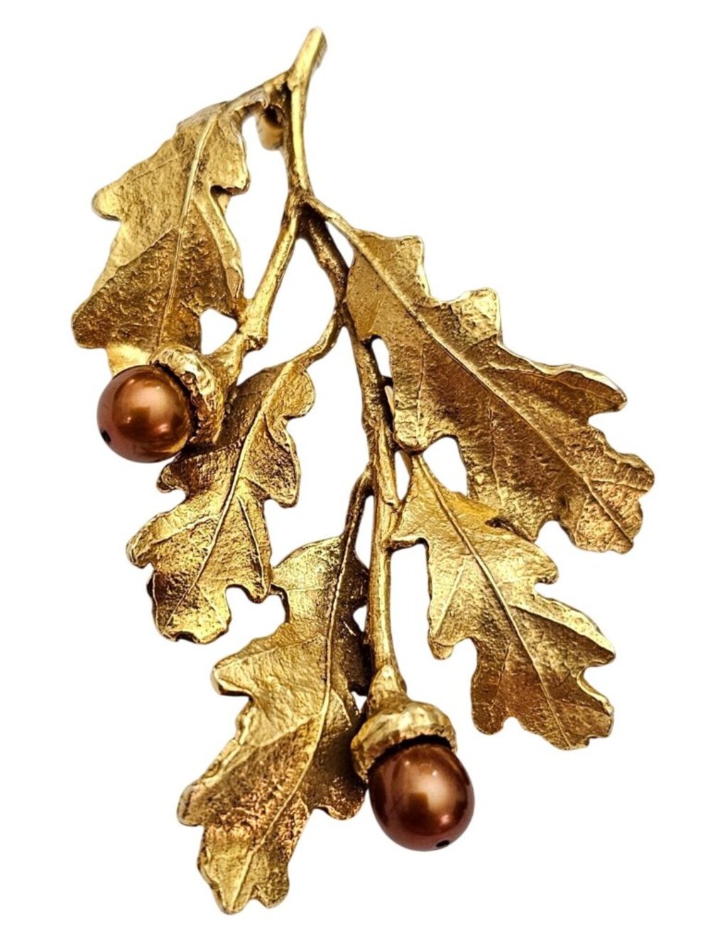 MMA Oak Leaf, Acorn Brooch Branch Faux Pearl Pin Signed, J735 - Picture 5 of 10